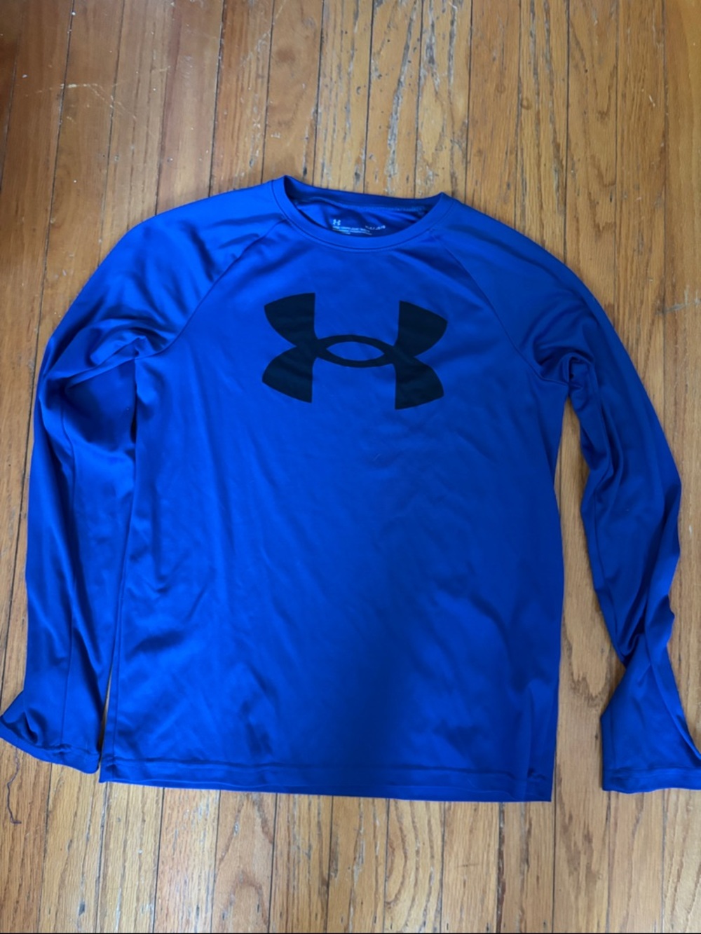 Under Armour Blue Long Sleeve Performance Tee with Black Logo